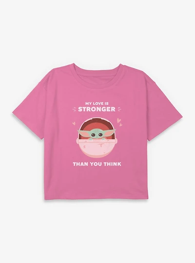 Star Wars The Mandalorian My Love Is Stronger Youth Girls Boxy Crop T-Shirt