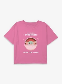 Star Wars The Mandalorian My Love Is Stronger Youth Girls Boxy Crop T-Shirt