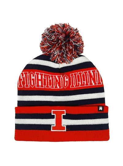 University of Illinois Block Stripes Knit Pom Beanie