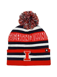 University of Illinois Block Stripes Knit Pom Beanie