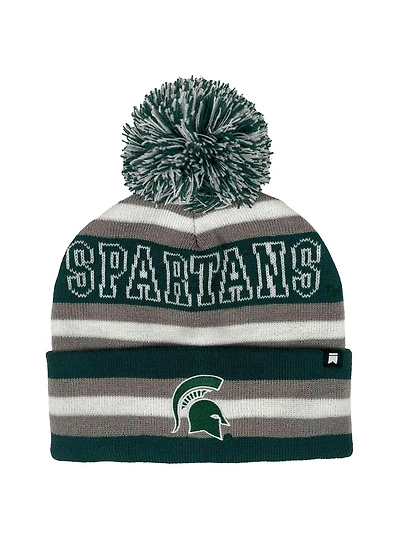 Michigan State University Block Stripes Knit Pom Beanie