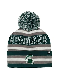 Michigan State University Block Stripes Knit Pom Beanie