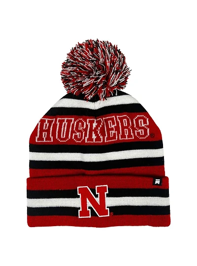 University of Nebraska Block Stripes Knit Pom Beanie