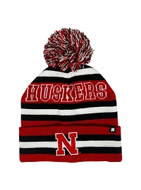 University of Nebraska Block Stripes Knit Pom Beanie