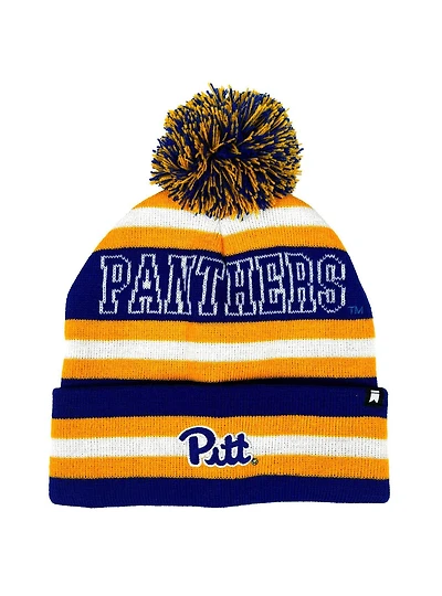 University of Pittsburgh Block Stripes Knit Pom Beanie
