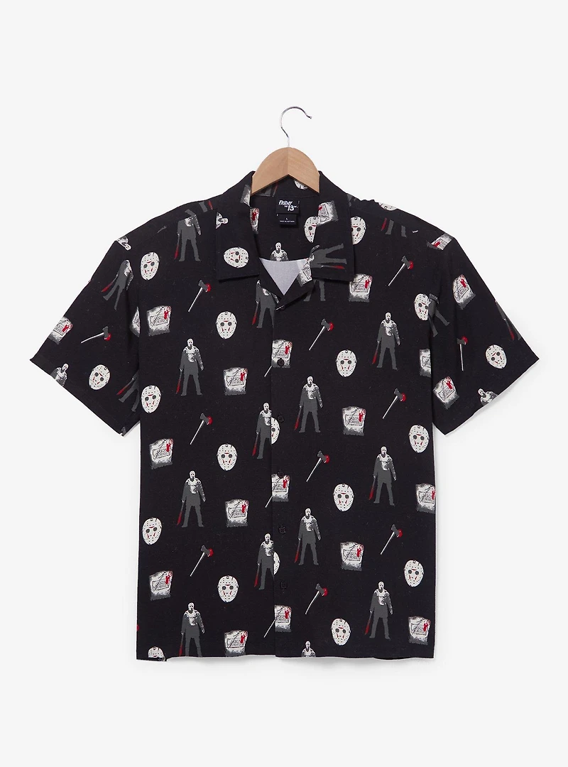 Friday the 13th Allover Print Woven Button-Up — BoxLunch Exclusive
