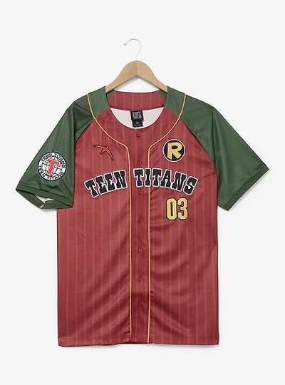 DC Comics Teen Titans Robin Striped Baseball Jersey - BoxLunch Exclusive