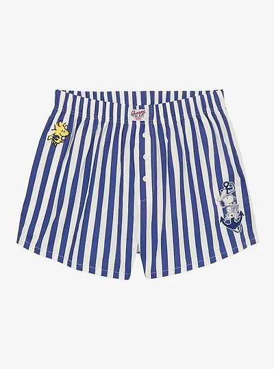 Peanuts Sailor Snoopy & Woodstock Striped Women's Boxer Shorts - BoxLunch Exclusive