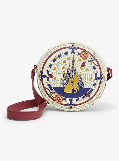 Loungefly Disney Beauty and the Beast Mosaic Round Crossbody Bag - BoxLunch Exclusive