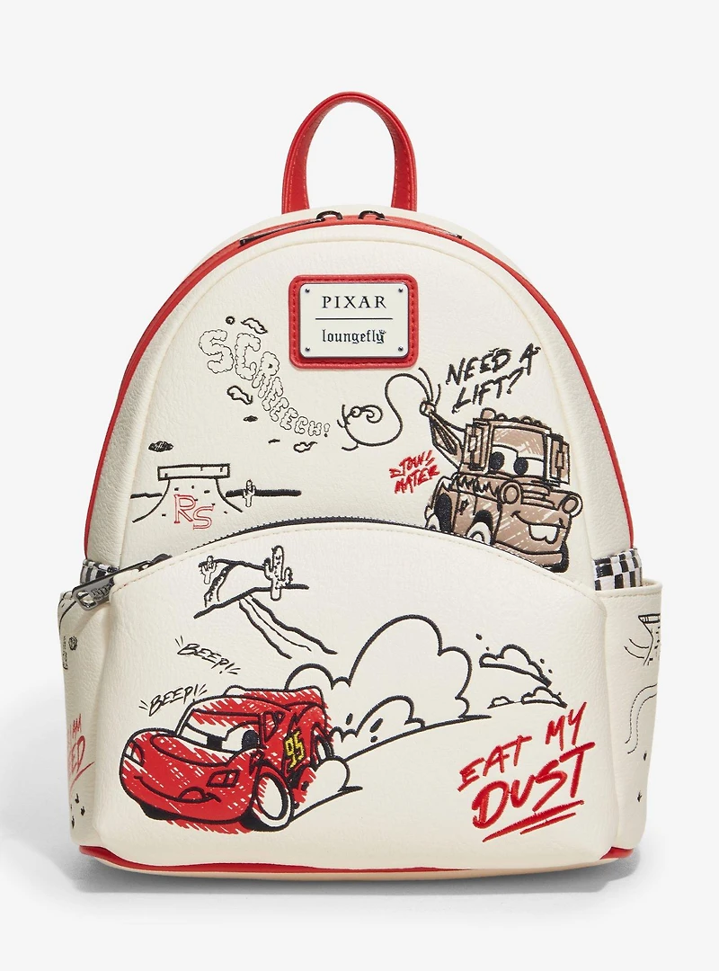 Loungefly Disney Pixar Cars Lightning McQueen & Mater Doodles Mini Backpack - BoxLunch Exclusive