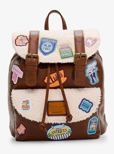 Loungefly Gilmore Girls Embroidered Patches Sherpa-Lined Rucksack Mini Backpack