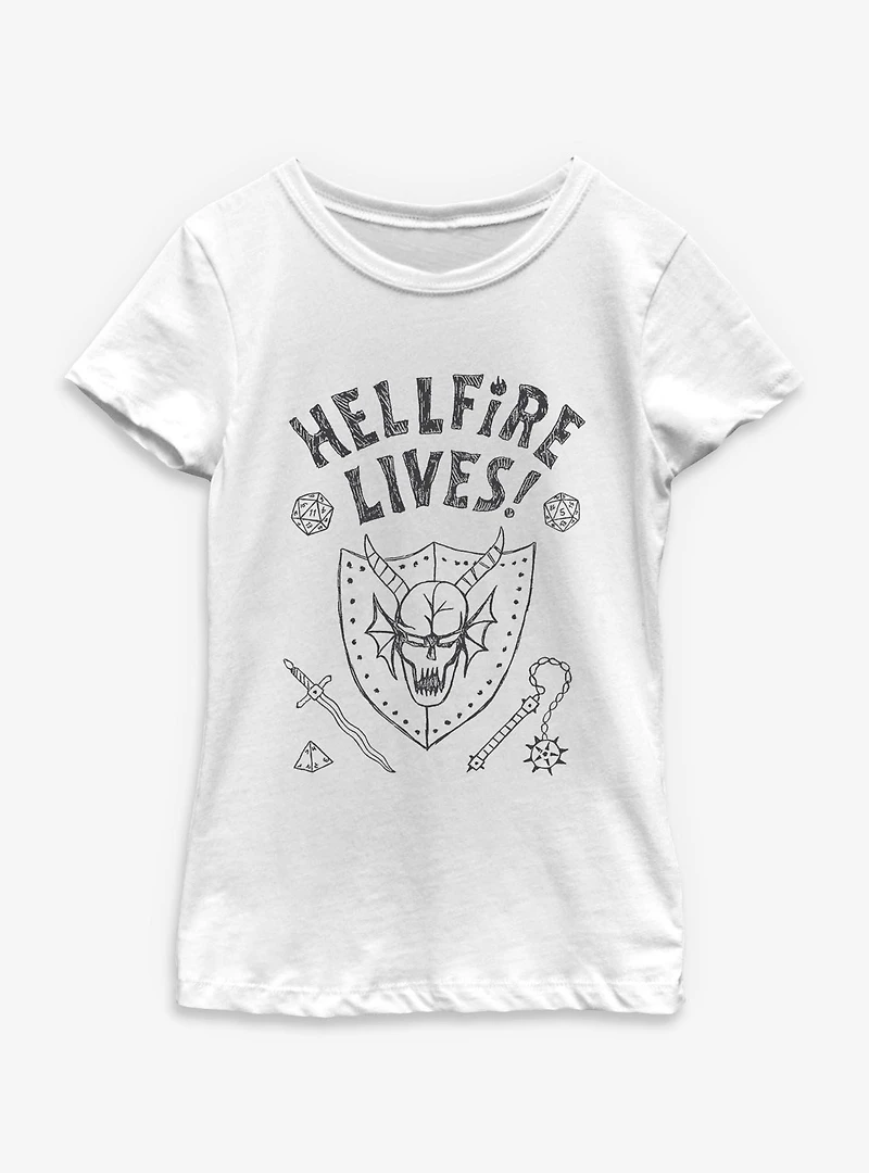 Stranger Things Hellfire Lives Marker Youth Girls T-Shirt