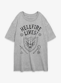 Stranger Things Hellfire Lives Marker Womens Oversized T-Shirt