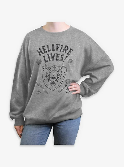 Stranger Things Hellfire Lives Marker Womens Oversized Sweatshirt