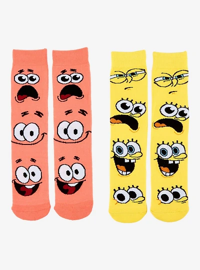 SpongeBob SquarePants Patrick & SpongeBob Face Allover Print Crew Socks