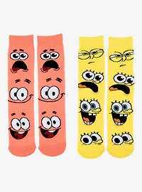 SpongeBob SquarePants Patrick & SpongeBob Face Allover Print Crew Socks