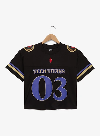DC Comics Teen Titans Raven Women's Cropped Football Jersey - BoxLunch Exclusive