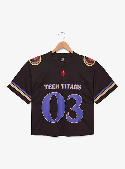 DC Comics Teen Titans Raven Women's Plus Cropped Football Jersey - BoxLunch Exclusive
