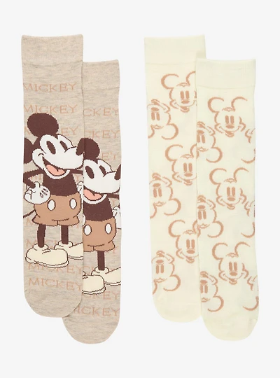 Disney Mickey Mouse Beige Icons Crew Sock Set