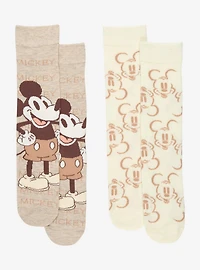 Disney Mickey Mouse Beige Icons Crew Sock Set