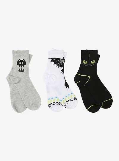 DreamWorks How To Train Your Dragon Toothless Quarter Crew Sock Set