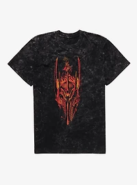 The Lord Of Rings Sauron Flames Mineral Wash T-Shirt