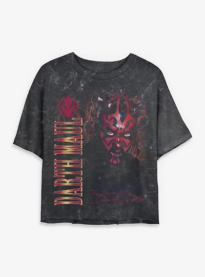 Star Wars Episode I: The Phantom Menace Darth Maul Lightning Mineral Wash Womens Crop T-Shirt BoxLunch Exclusive