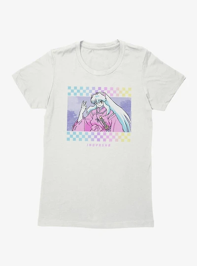 InuYasha Checkered Portrait Womens T-Shirt