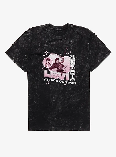 Attack On Titan Levi Pink Hearts Mineral Wash T-Shirt