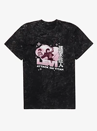 Attack On Titan Levi Pink Hearts Mineral Wash T-Shirt