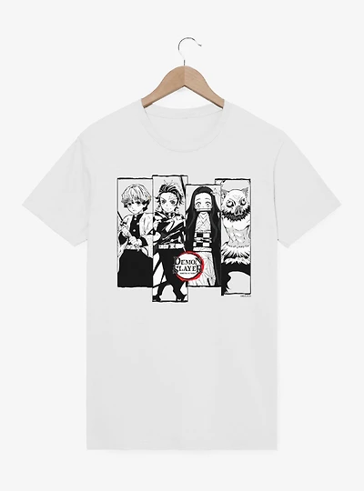 Demon Slayer Black And White Panels T-Shirt