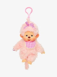 Monchhichi Fluffy Pink Girl Plush Keychain