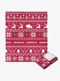 NCAA Georgia Bulldogs Christmas Time Silk Touch Throw Blanket