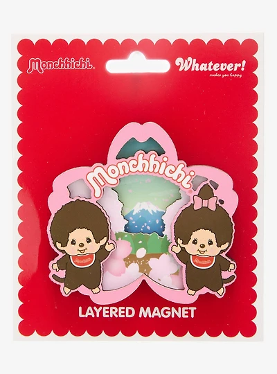 Whatever! Makes You Happy X Monchhichi Cherry Blossom Layered Magnet