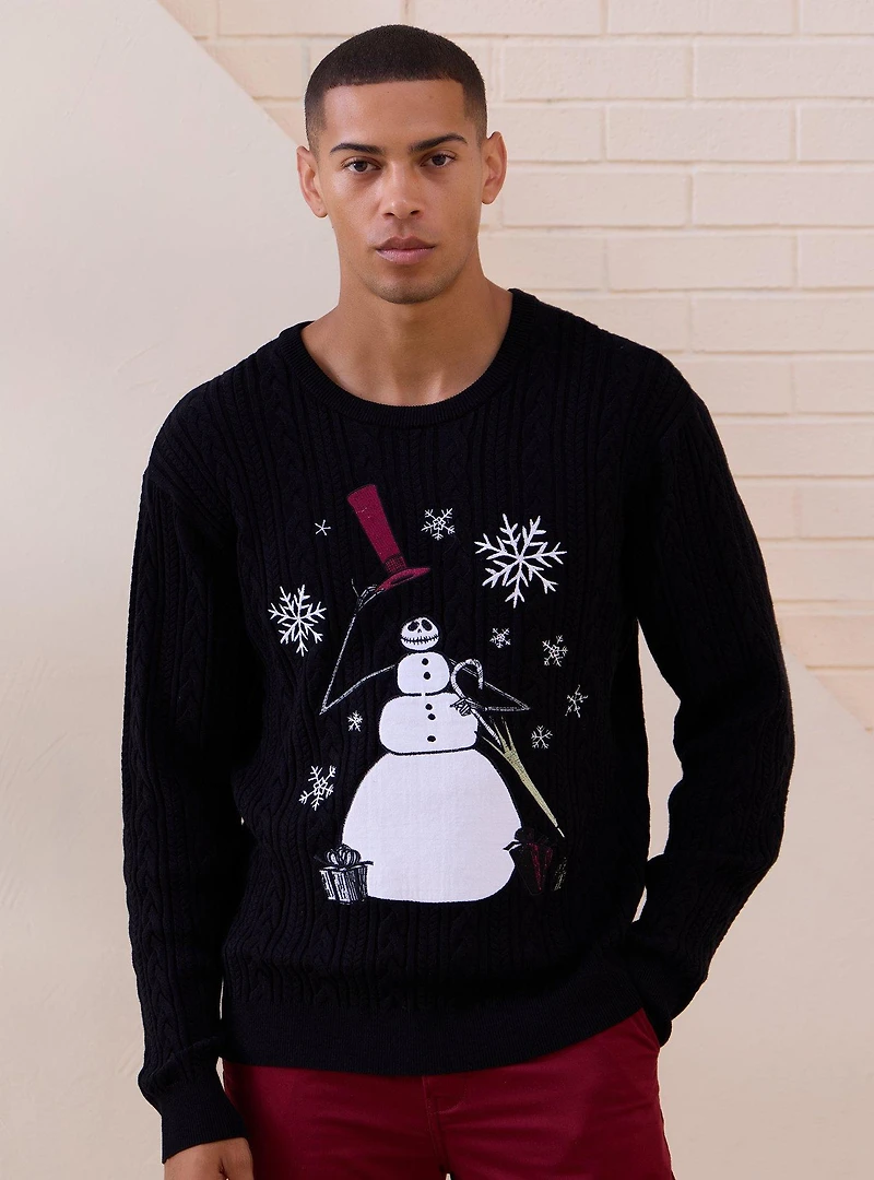 Disney The Nightmare Before Christmas Snowman Jack Skellington Holiday Sweater - BoxLunch Exclusive