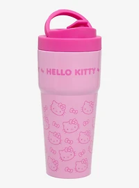 Sanrio Hello Kitty Pink Faces Allover Print Travel Mug