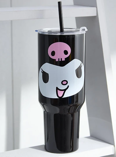 Sanrio Kuromi Face Straw Tumbler with Handle