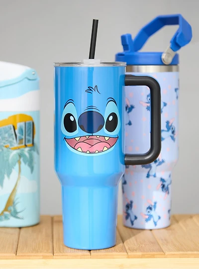 Disney Lilo & Stitch Stitch Face Straw Tumbler with Handle