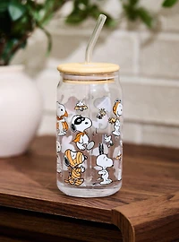 Peanuts Snoopy Halloween Costumes Glass Cup with Straw