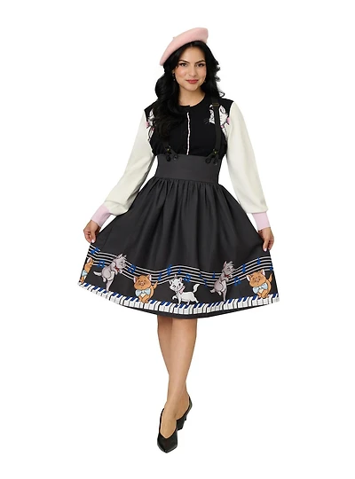 Disney Aristocats Collection by Unique Vintage Piano Border Suspender Swing Skirt