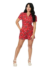 Disney Mickey & Friends Collection by Unique Vintage Red Striped Cupid Cotton Romper