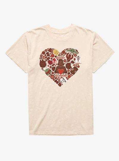 Star Wars Valentine's Day Chocolate Heart Mineral Wash T-Shirt