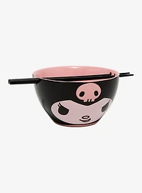 Sanrio Kuromi Face Ramen Bowl with Chopsticks