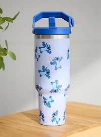 Disney Lilo & Stitch Allover Print Stitch Travel Straw Tumbler