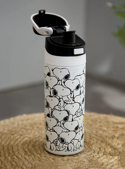 Peanuts Snoopy Allover Print Flip Top Water Bottle