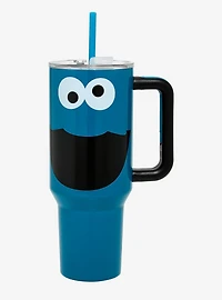 Sesame Street Cookie Monster Face Straw Tumbler with Handle