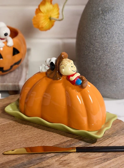 Peanuts Snoopy & Linus Great Pumpkin Butter Dish