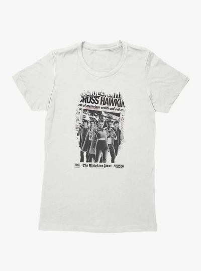 Stranger Things Hawkins Newspaper Poster Womens T-Shirt