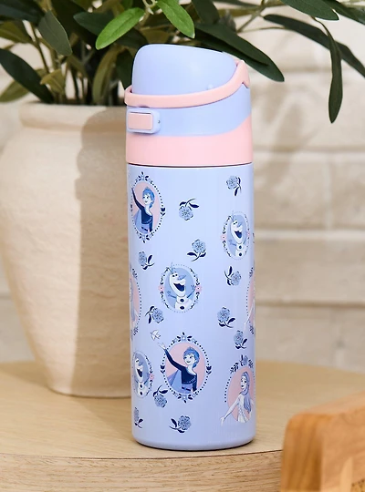 Disney Frozen Characters Allover Print Travel Water Bottle