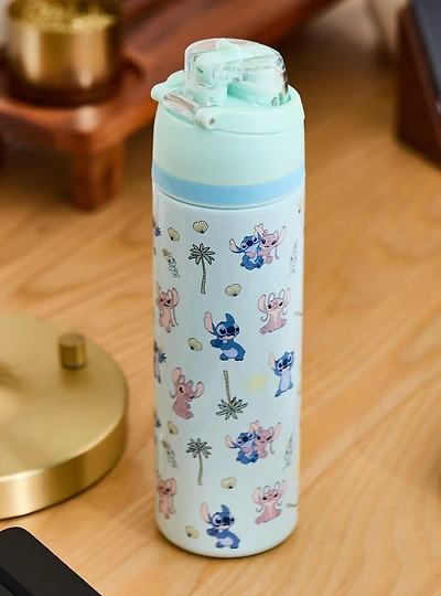 Disney Lilo & Stitch Angel & Stitch Allover Print Flip Top Water Bottle